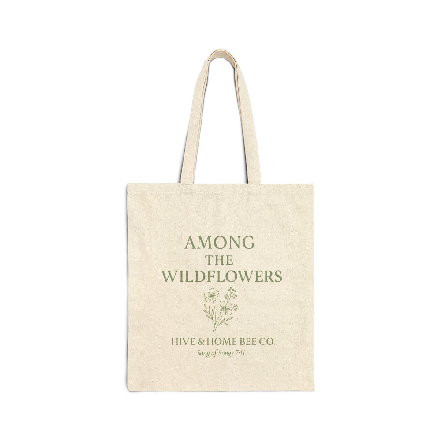 Wildflower Print Cotton Canvas Tote Bag - Eco-Friendly, Reusable Shopping Bag, Scripture Inspired
