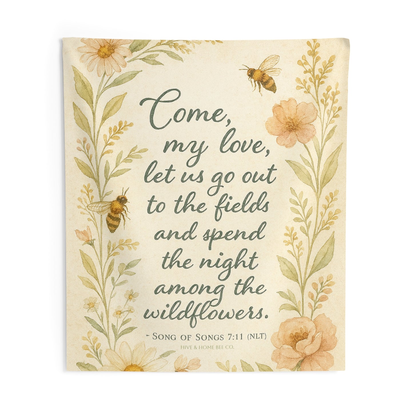 Botanical Wall Tapestry, Boho Home Decor, Scripture Inspired Wall Hanging