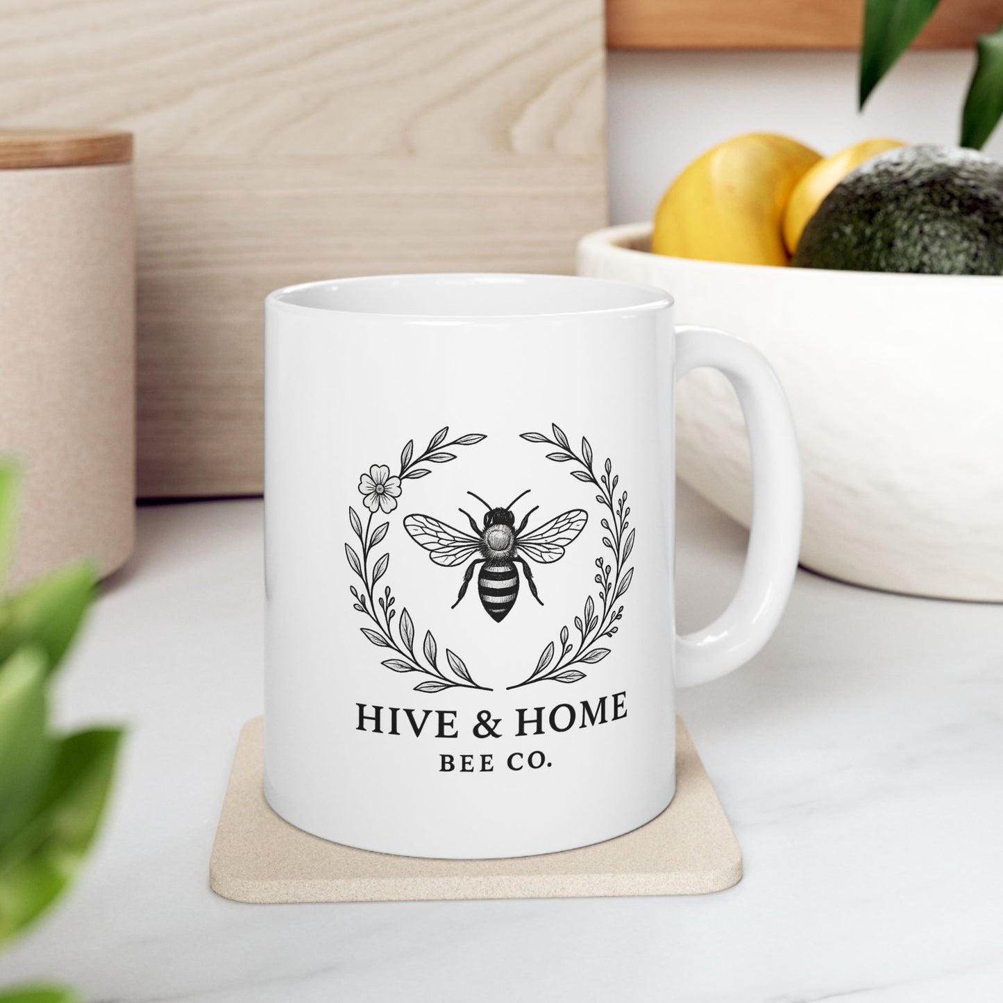 Bee Wreath Ceramic Mug