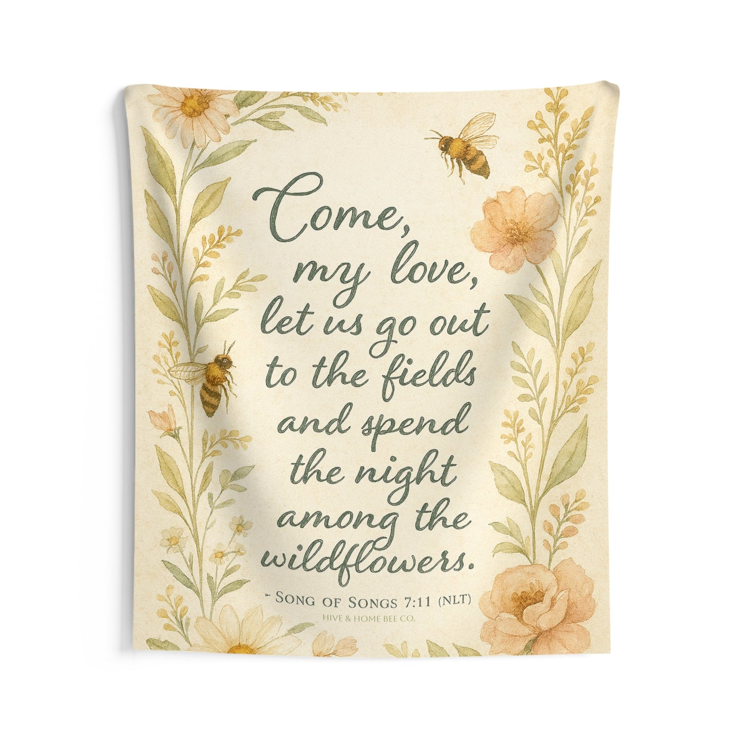Botanical Wall Tapestry, Boho Home Decor, Scripture Inspired Wall Hanging