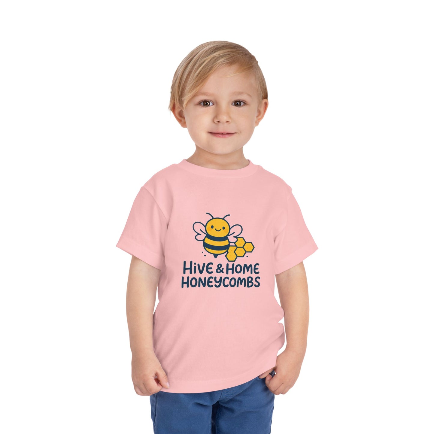 Bee-Themed Toddler Tee, Cute Toddler T-Shirt, Hive and Home Short Sleeve Shirt, Kids Summer Top, Birthday Gift for Little Ones