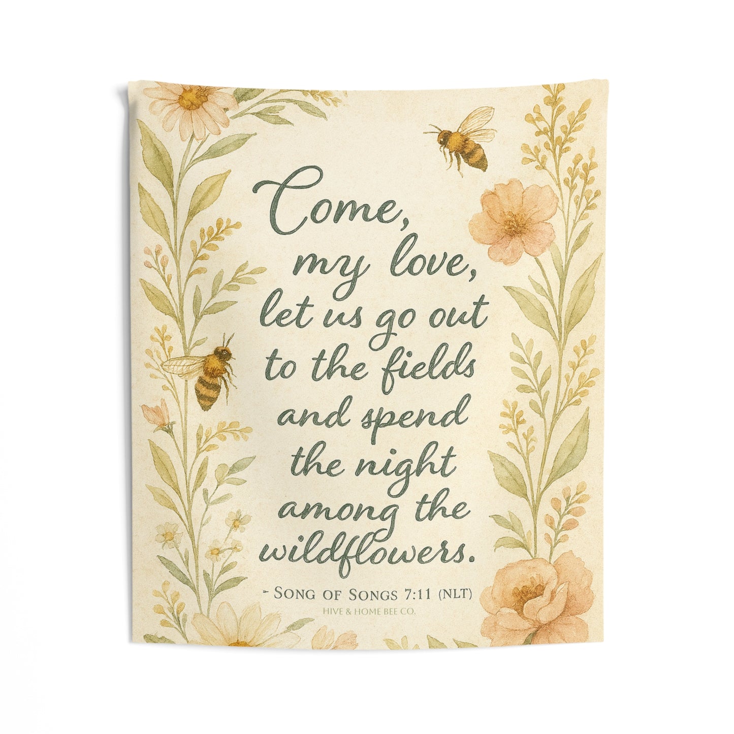 Botanical Wall Tapestry, Boho Home Decor, Scripture Inspired Wall Hanging