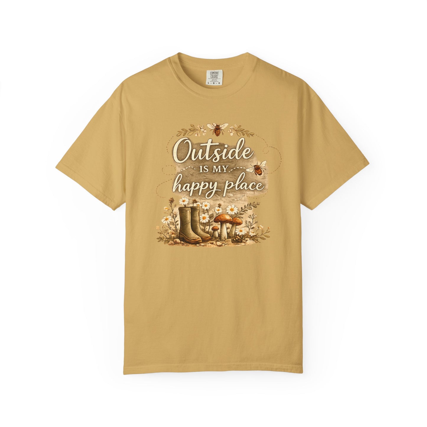 Outside Is My Happy Place T-Shirt — Rustic Nature Hiking Tee - Forest and Nature School Moms Mama