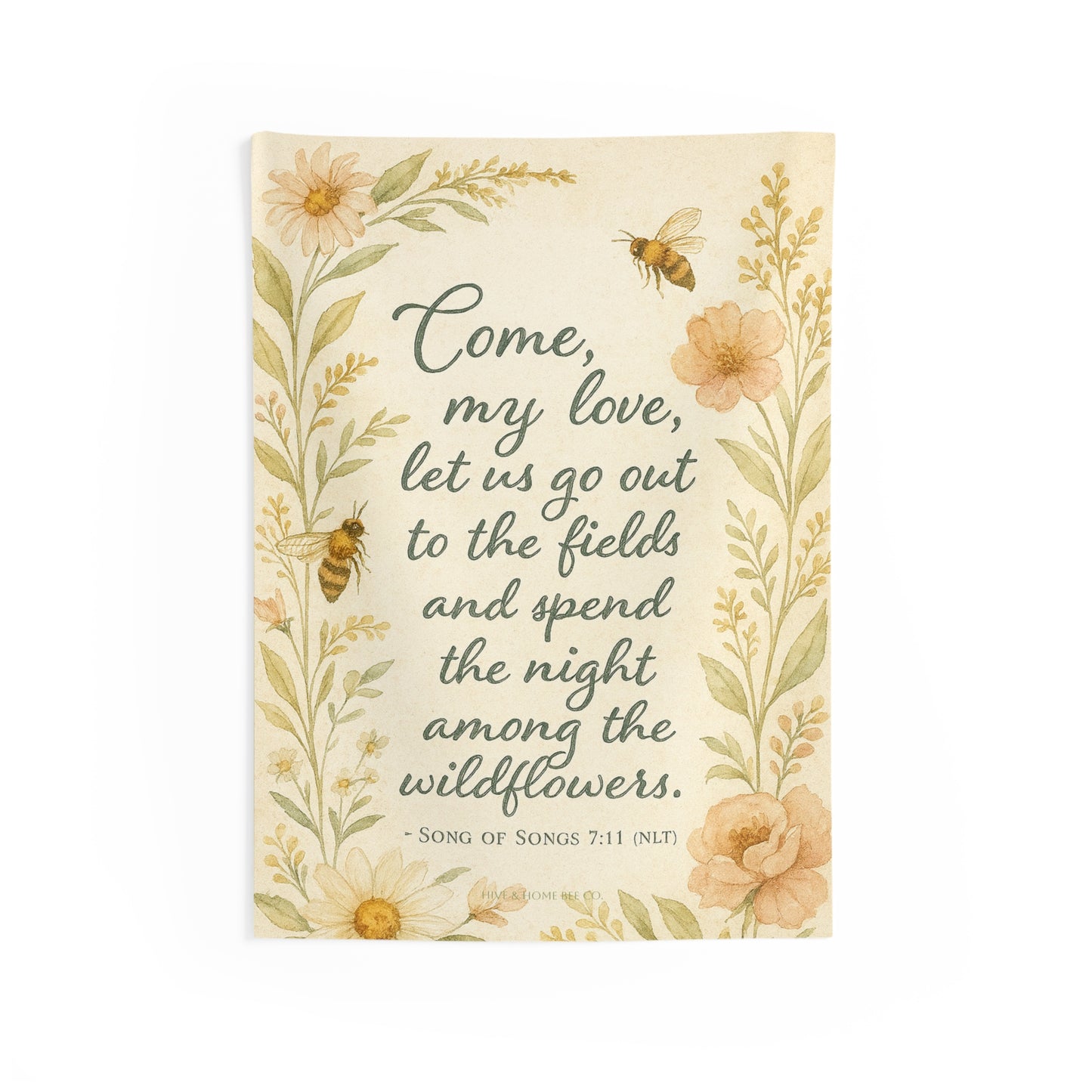 Botanical Wall Tapestry, Boho Home Decor, Scripture Inspired Wall Hanging