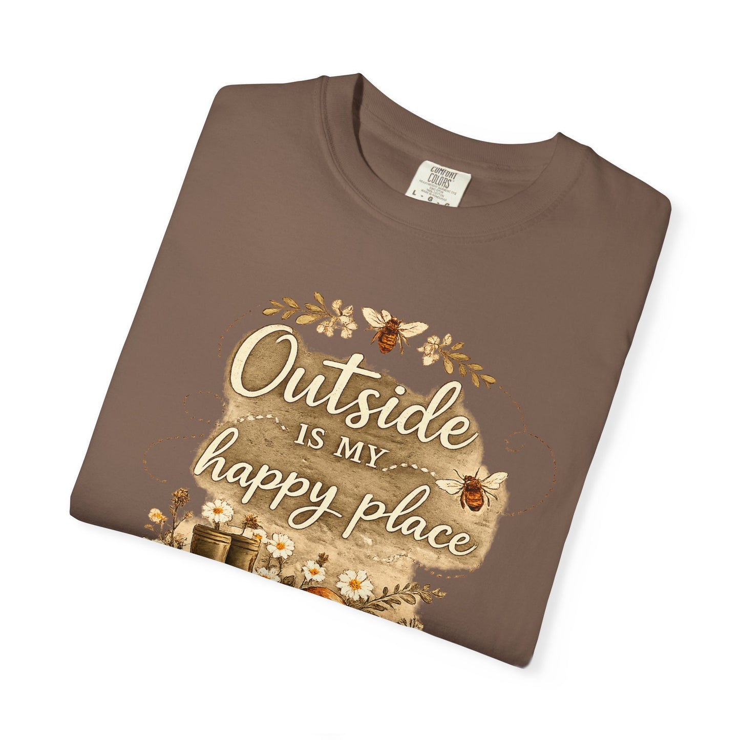 Outside Is My Happy Place T-Shirt — Rustic Nature Hiking Tee - Forest and Nature School Moms Mama