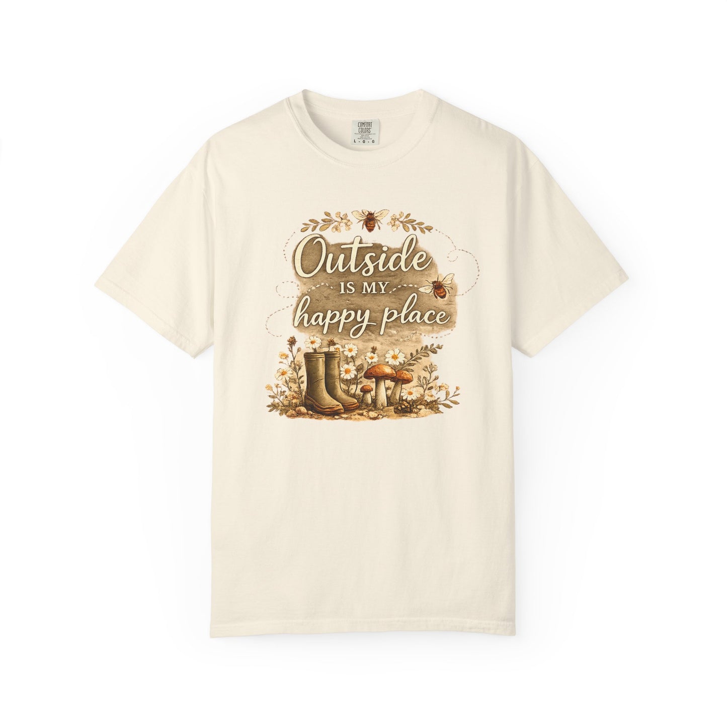 Outside Is My Happy Place T-Shirt — Rustic Nature Hiking Tee - Forest and Nature School Moms Mama