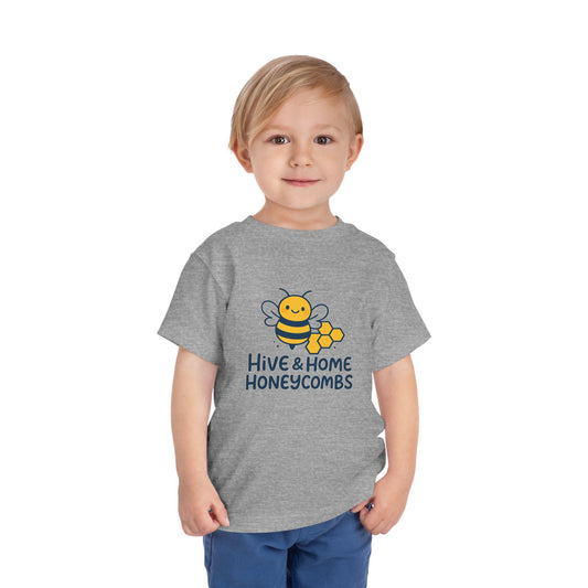 Bee-Themed Toddler Tee, Cute Toddler T-Shirt, Hive and Home Short Sleeve Shirt, Kids Summer Top, Birthday Gift for Little Ones