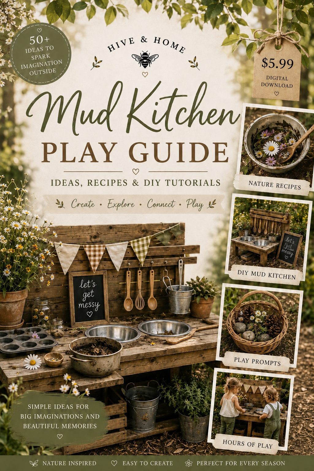 Mud Kitchen Play Guide and DIYTutorial-Nature Play Printables for Slow Childhood & Outdoor Learning
